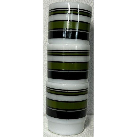 Fire King Coffee Cup Mug Wide Green Black Bands Vintage Anchor Hocking Set Of 3 - Picture 4 of 9